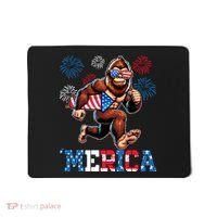 Bigfoot Fireworks 4th Of July Men Sasquatch American Flag Mousepad thumb 0