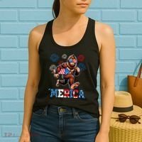 Bigfoot Fireworks 4th Of July Men Sasquatch American Flag Women's Tank Top thumb 2