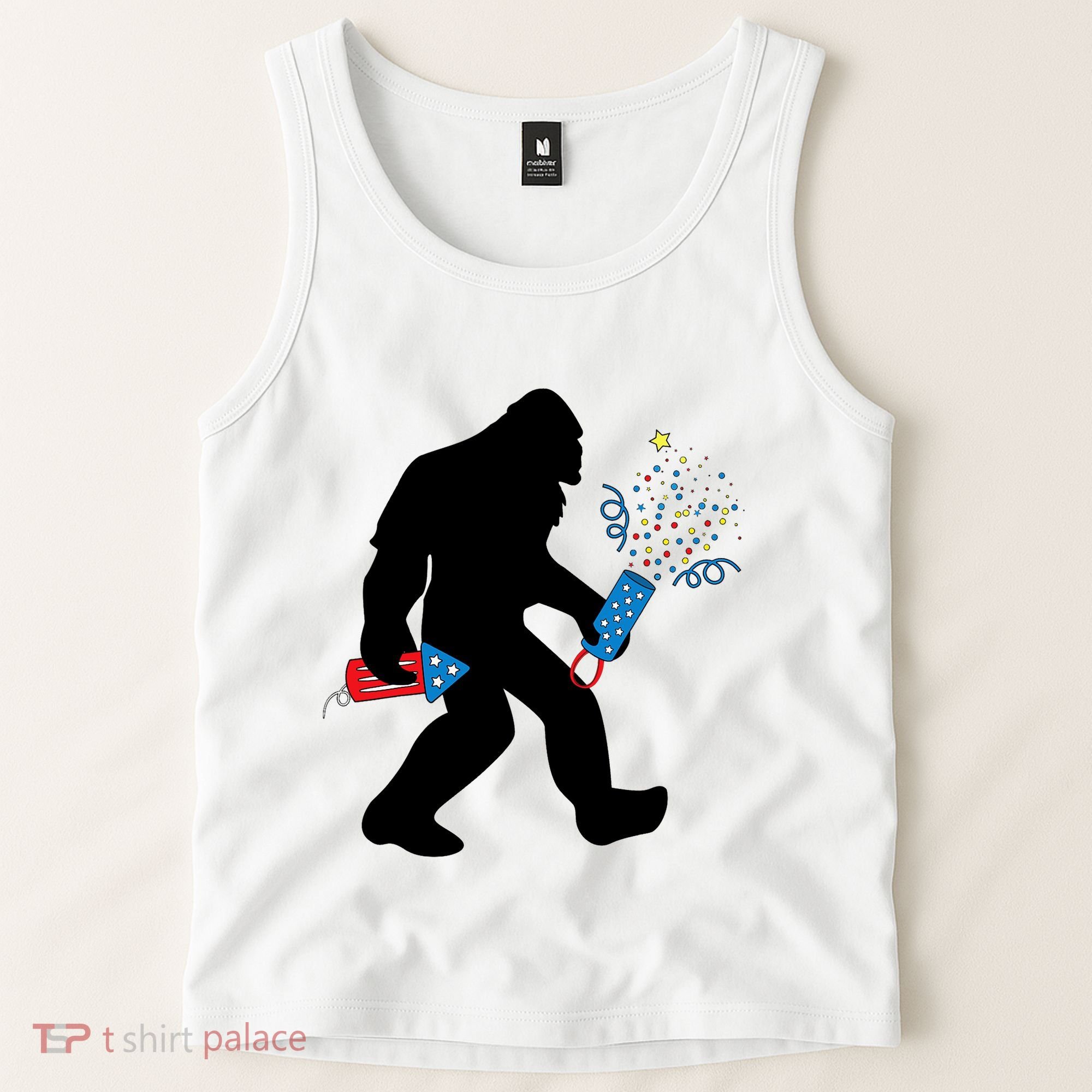 Bigfoot Fireworks 4th of July Bigfoot America  Tank Top