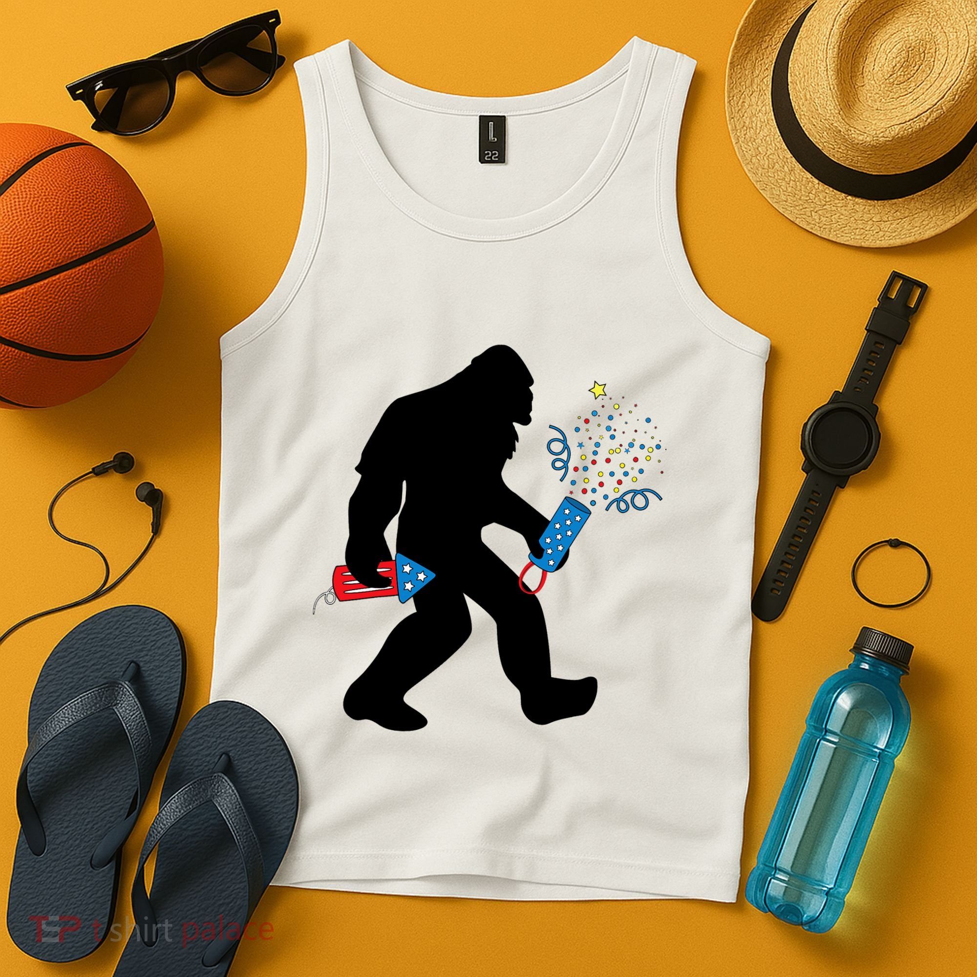 Bigfoot Fireworks 4th of July Bigfoot America  Tank Top
