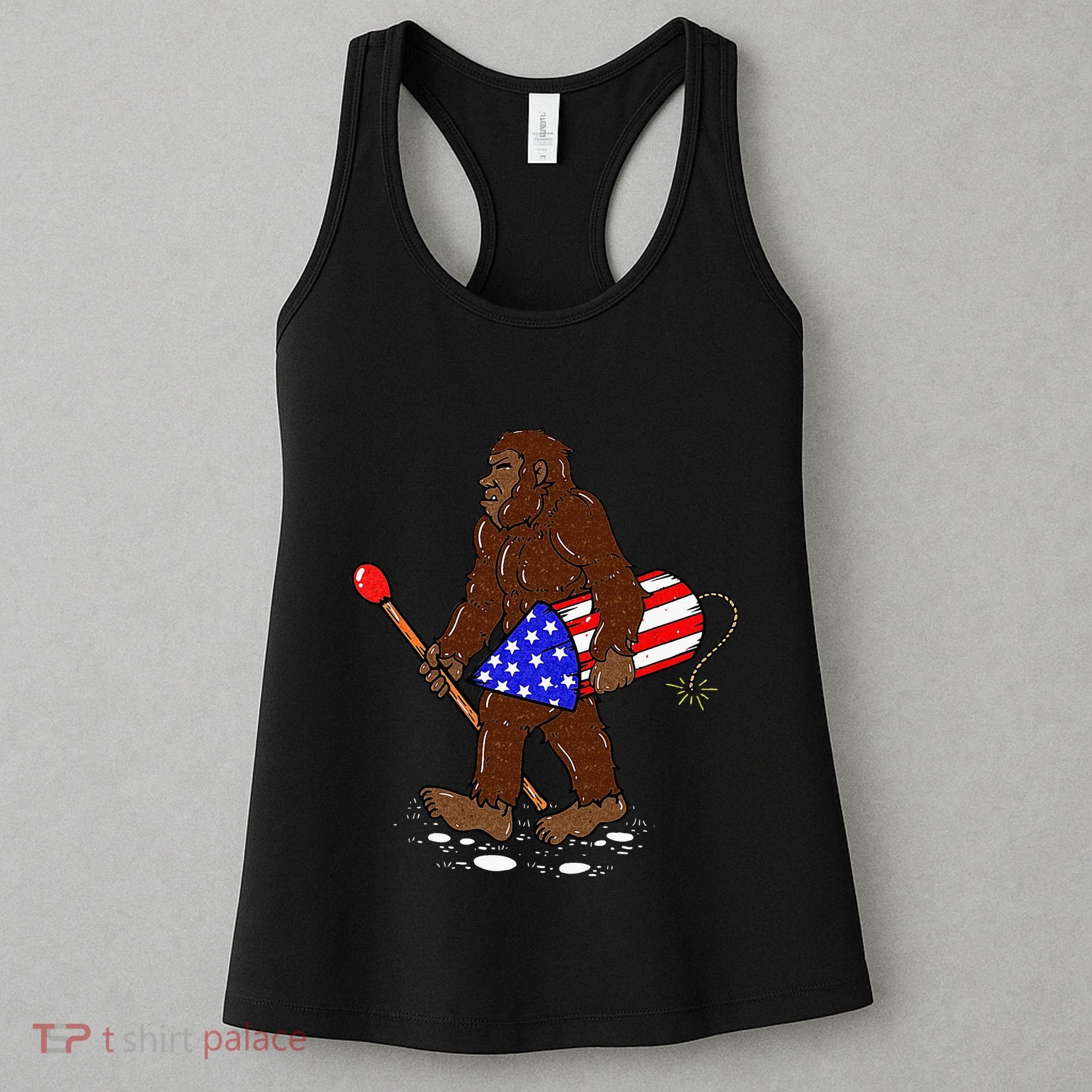 Bigfoot Fireworks 4th Of July Funny Men Sasquatch Lover Women's Tank Top