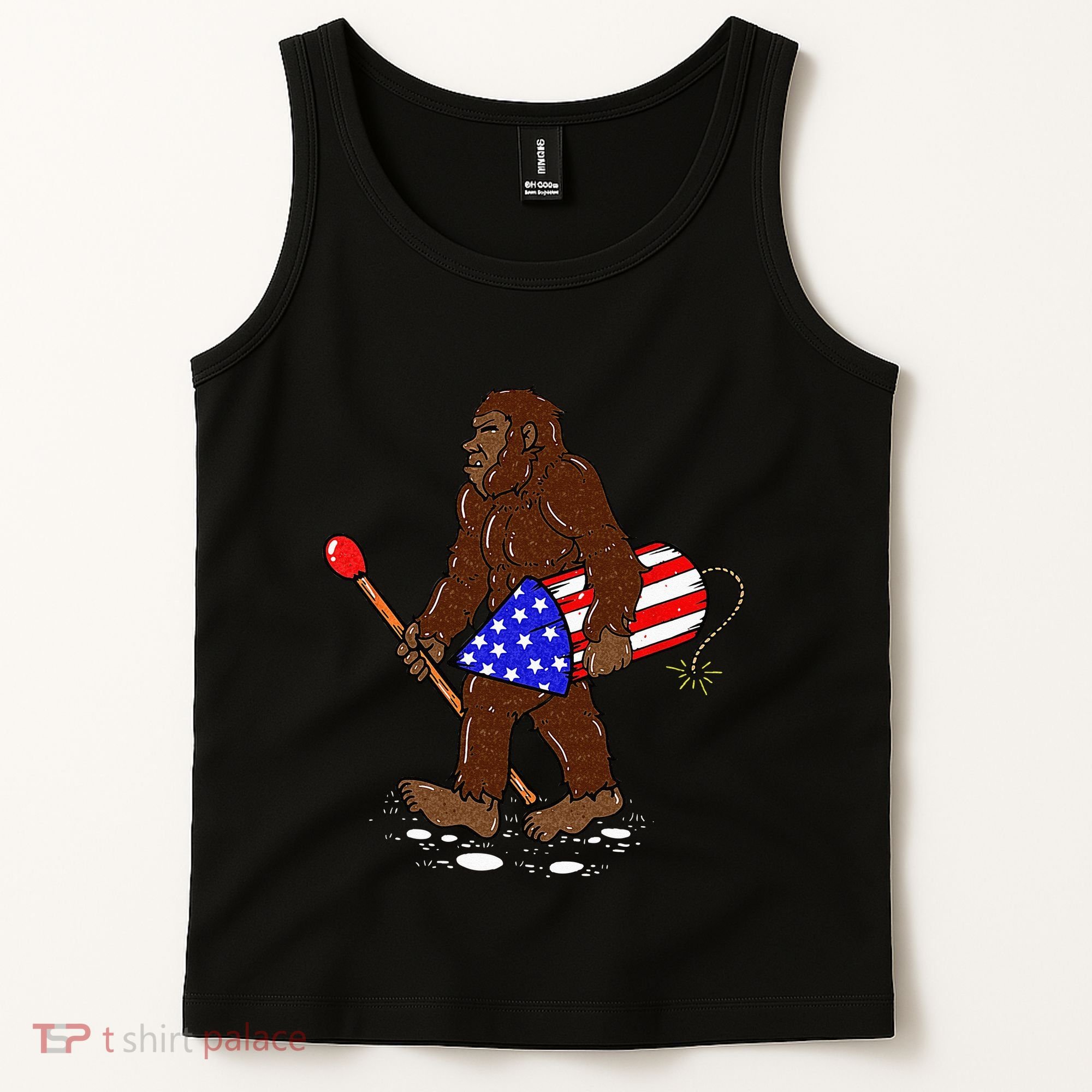 Bigfoot Fireworks 4th Of July Funny Men Sasquatch Lover Tank Top