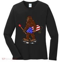 Bigfoot Fireworks 4th Of July Funny Men Sasquatch Lover Women's Long Sleeve Shirt thumb 0