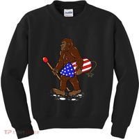 Bigfoot Fireworks 4th Of July Funny Men Sasquatch Lover Kids Sweatshirt thumb 0