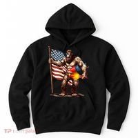 Bigfoot Fireworks 4th Of July Sasquatch American US Flag Hoodie thumb 0