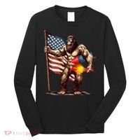 Bigfoot Fireworks 4th Of July Sasquatch American US Flag Long Sleeve Shirt thumb 0