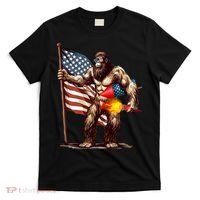 Bigfoot Fireworks 4th Of July Sasquatch American US Flag T-Shirt thumb 0