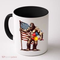 Bigfoot Fireworks 4th Of July Sasquatch American US Flag Coffee Mug thumb 0