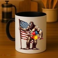Bigfoot Fireworks 4th Of July Sasquatch American US Flag Coffee Mug thumb 4