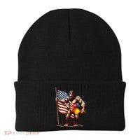 Bigfoot Fireworks 4th Of July Sasquatch American US Flag Beanie thumb 0