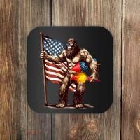 Bigfoot Fireworks 4th Of July Sasquatch American US Flag Coaster thumb 0