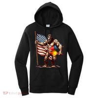 Bigfoot Fireworks 4th Of July Sasquatch American US Flag Women's Hoodie thumb 0