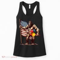 Bigfoot Fireworks 4th Of July Sasquatch American US Flag Women's Tank Top thumb 0
