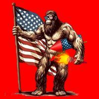 Bigfoot Fireworks 4th Of July Sasquatch American US Flag Santa Hat thumb 1