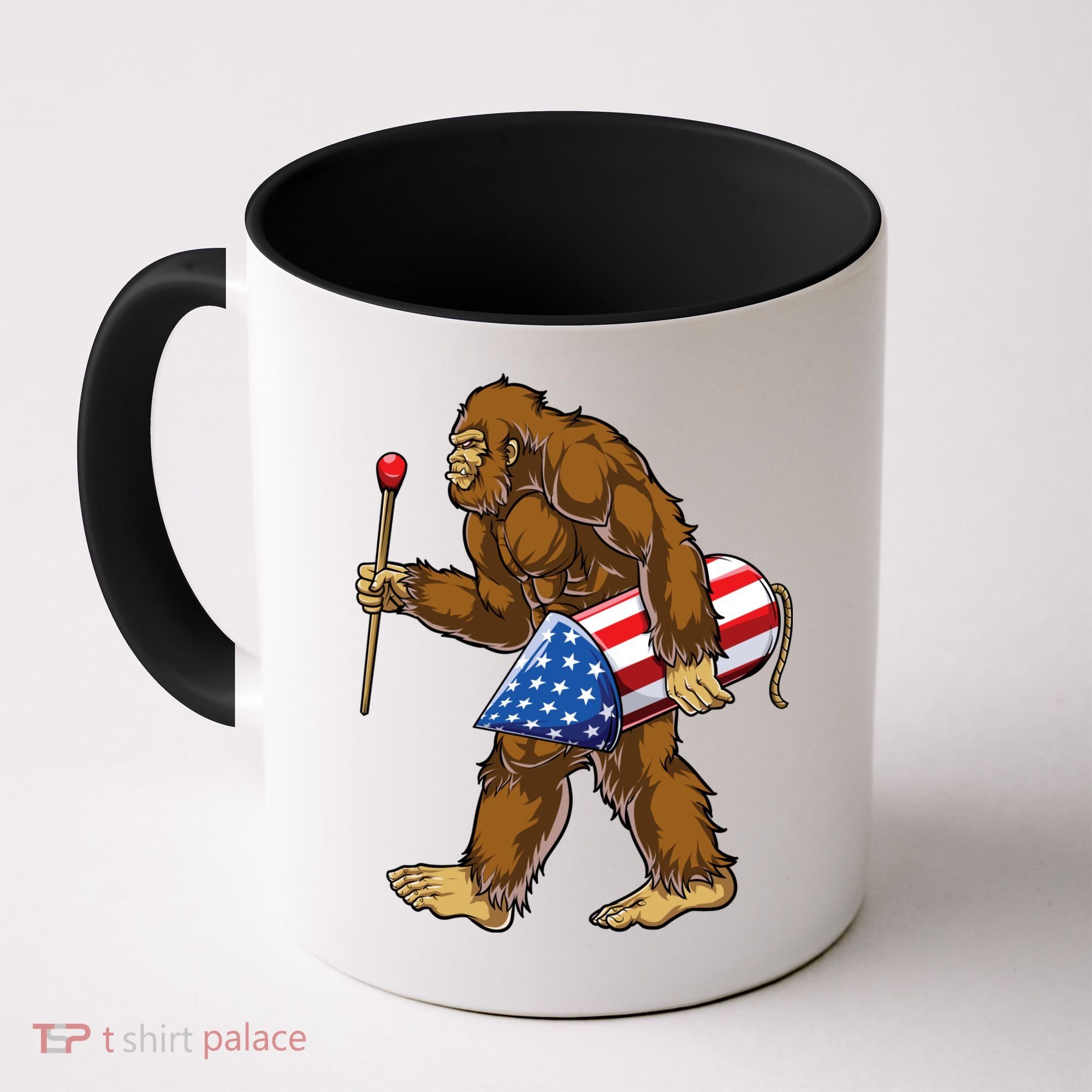 Bigfoot Fireworks 4th Of July Funny Boys Men Sasquatch Lover Coffee Mug