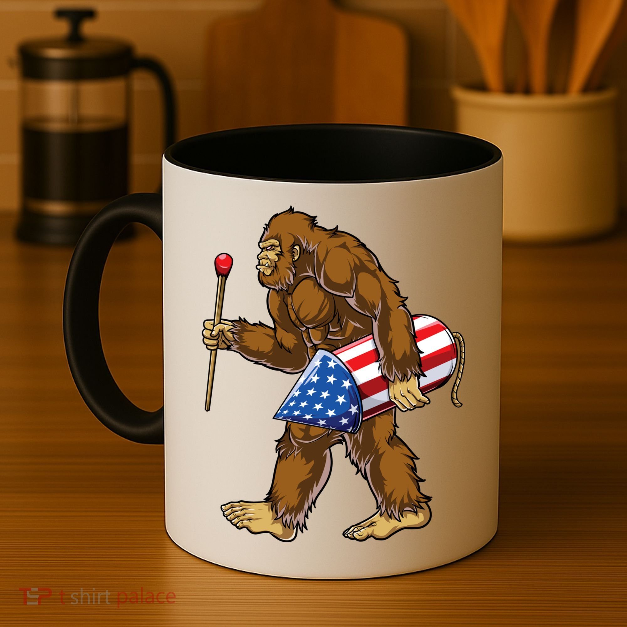 Bigfoot Fireworks 4th Of July Funny Boys Men Sasquatch Lover Coffee Mug