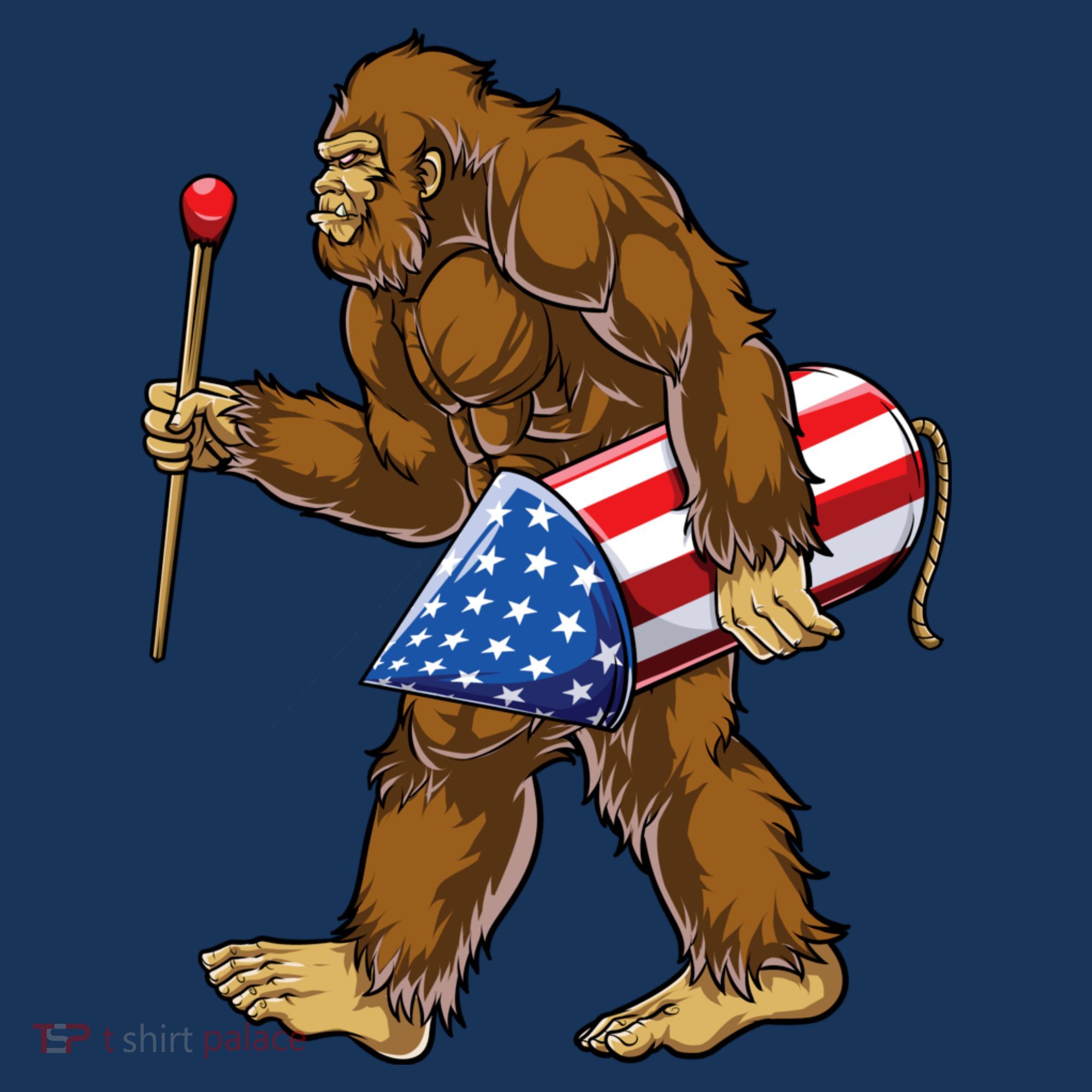 Bigfoot Fireworks 4th Of July Funny Boys Men Sasquatch Lover T-Shirt