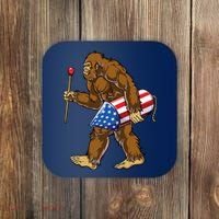 Bigfoot Fireworks 4th Of July Funny Boys Men Sasquatch Lover Coaster thumb 0