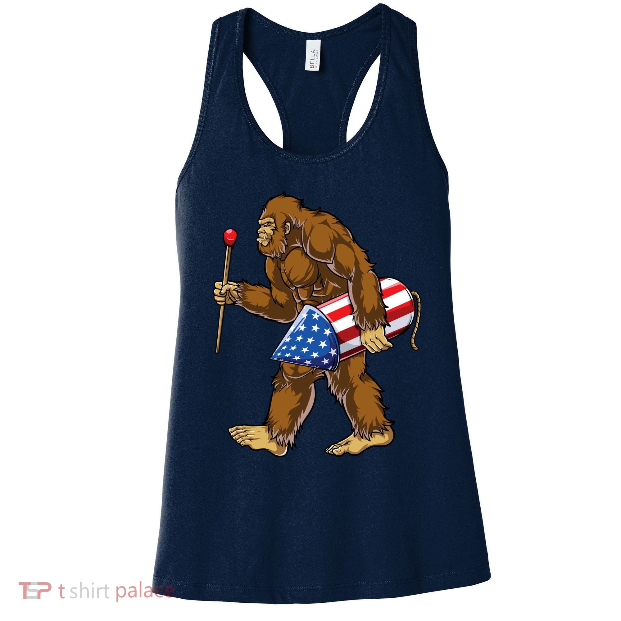 Bigfoot Fireworks 4th Of July Funny Boys Men Sasquatch Lover Women's Tank Top