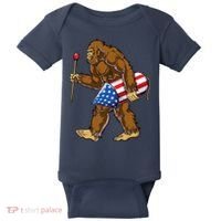 Bigfoot Fireworks 4th Of July Funny Boys Men Sasquatch Lover Baby Bodysuit thumb 0