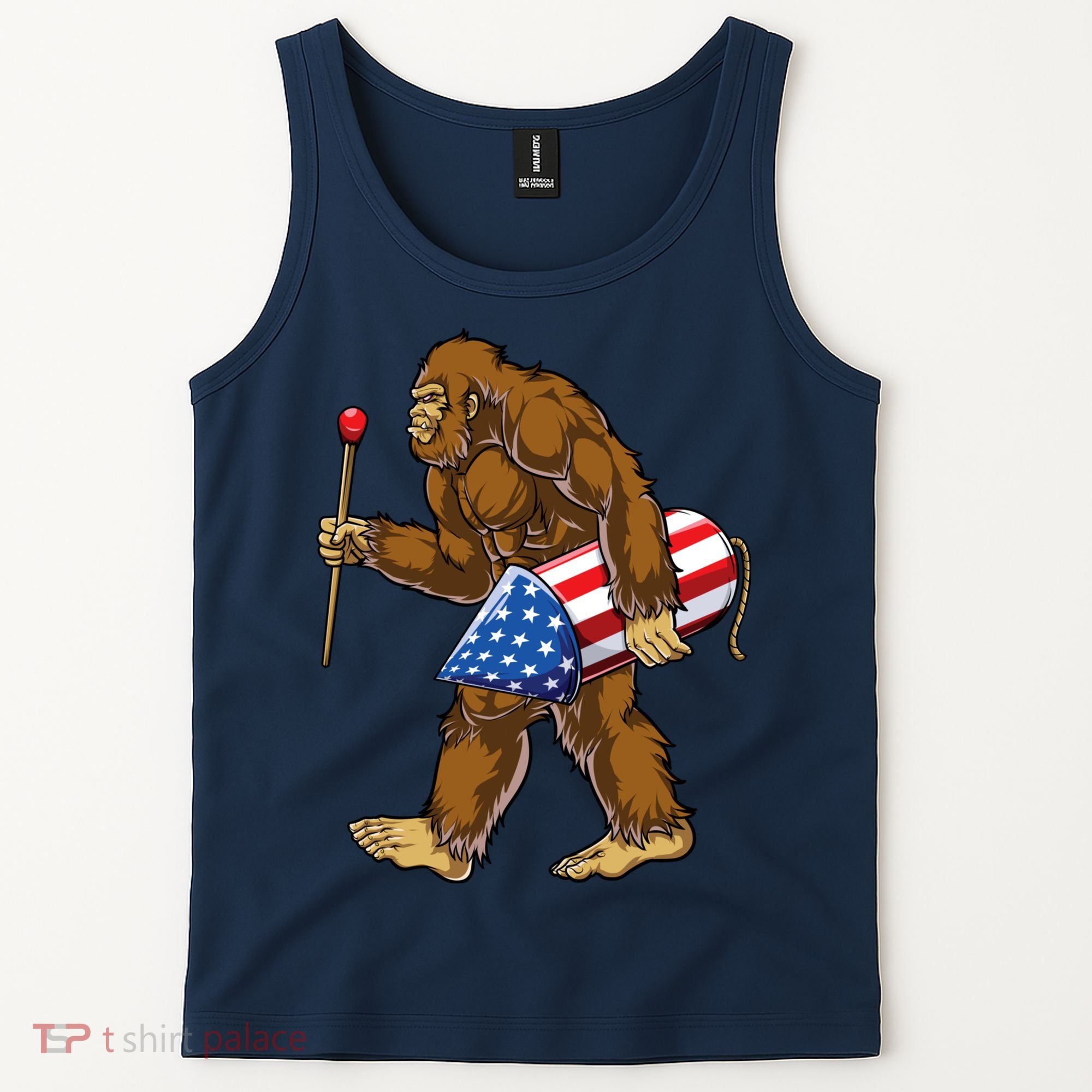 Bigfoot Fireworks 4th Of July Funny Boys Men Sasquatch Lover Tank Top