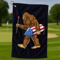 Bigfoot Fireworks 4th Of July Funny Boys Men Sasquatch Lover Golf Towel thumb 1