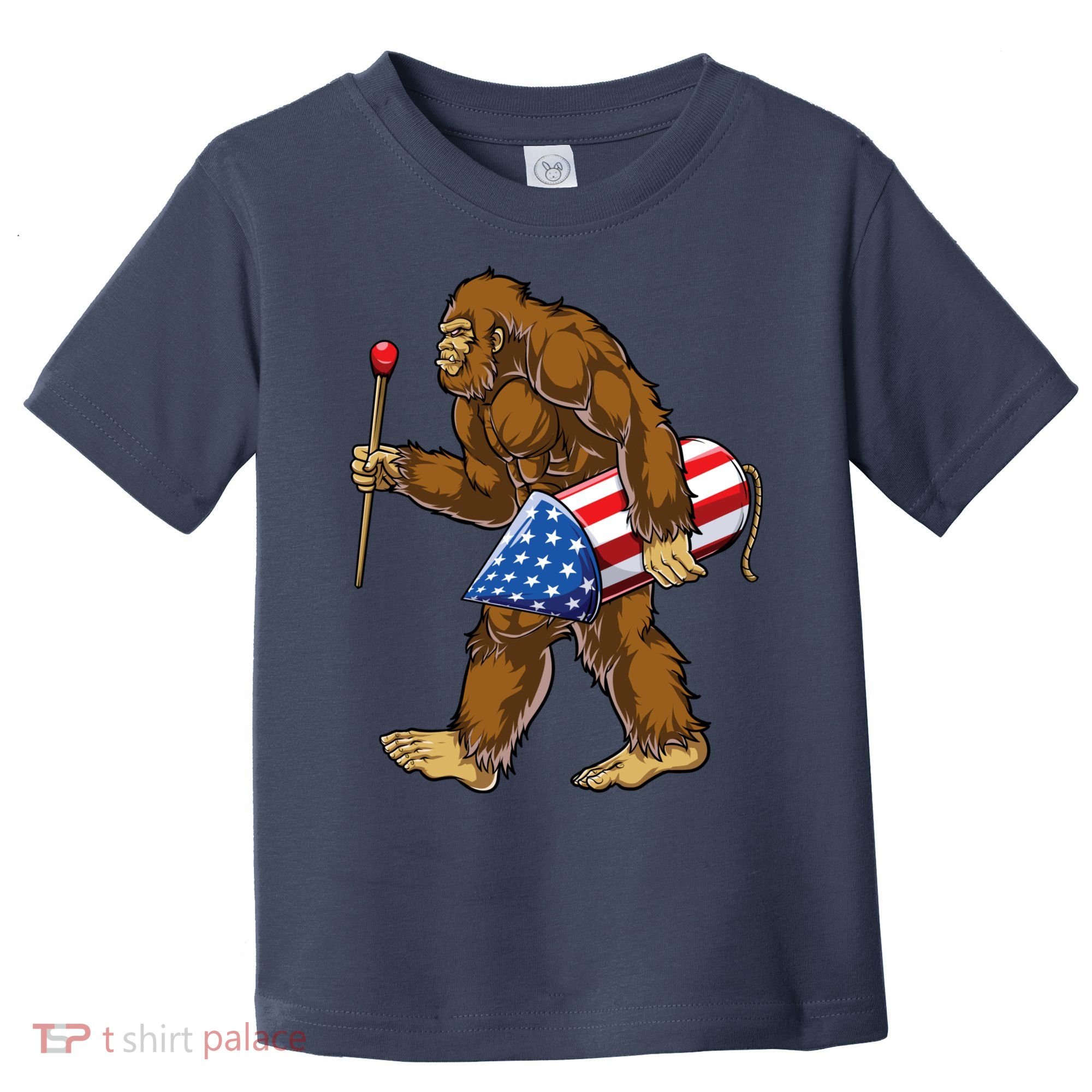 Bigfoot Fireworks 4th Of July Funny Boys Men Sasquatch Lover Toddler T-Shirt