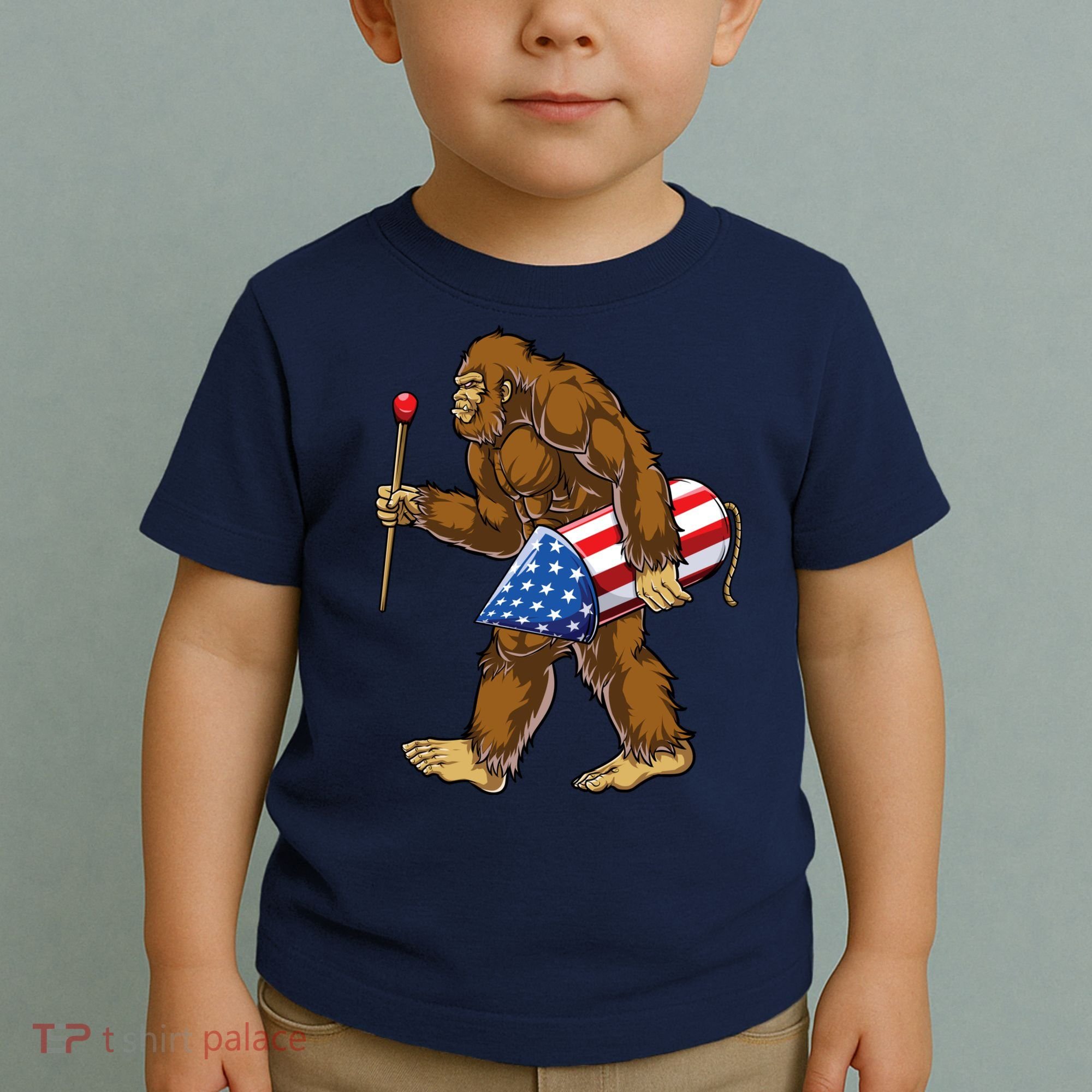 Bigfoot Fireworks 4th Of July Funny Boys Men Sasquatch Lover Toddler T-Shirt