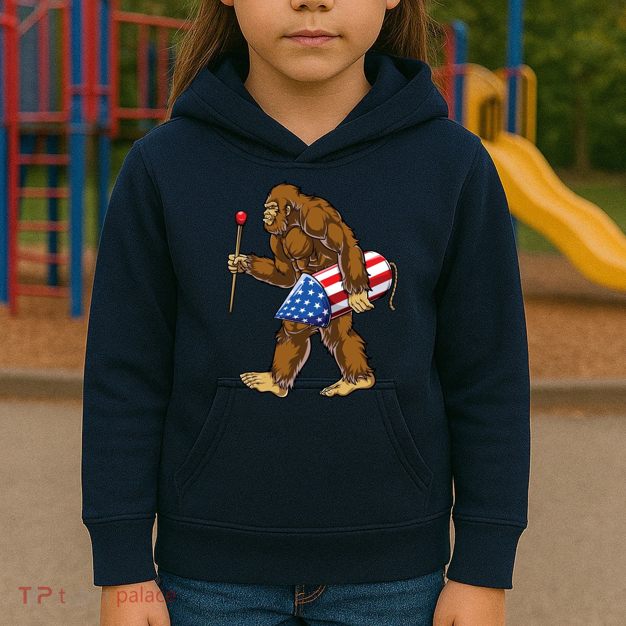 Bigfoot Fireworks 4th Of July Funny Boys Men Sasquatch Lover Kids Hoodie