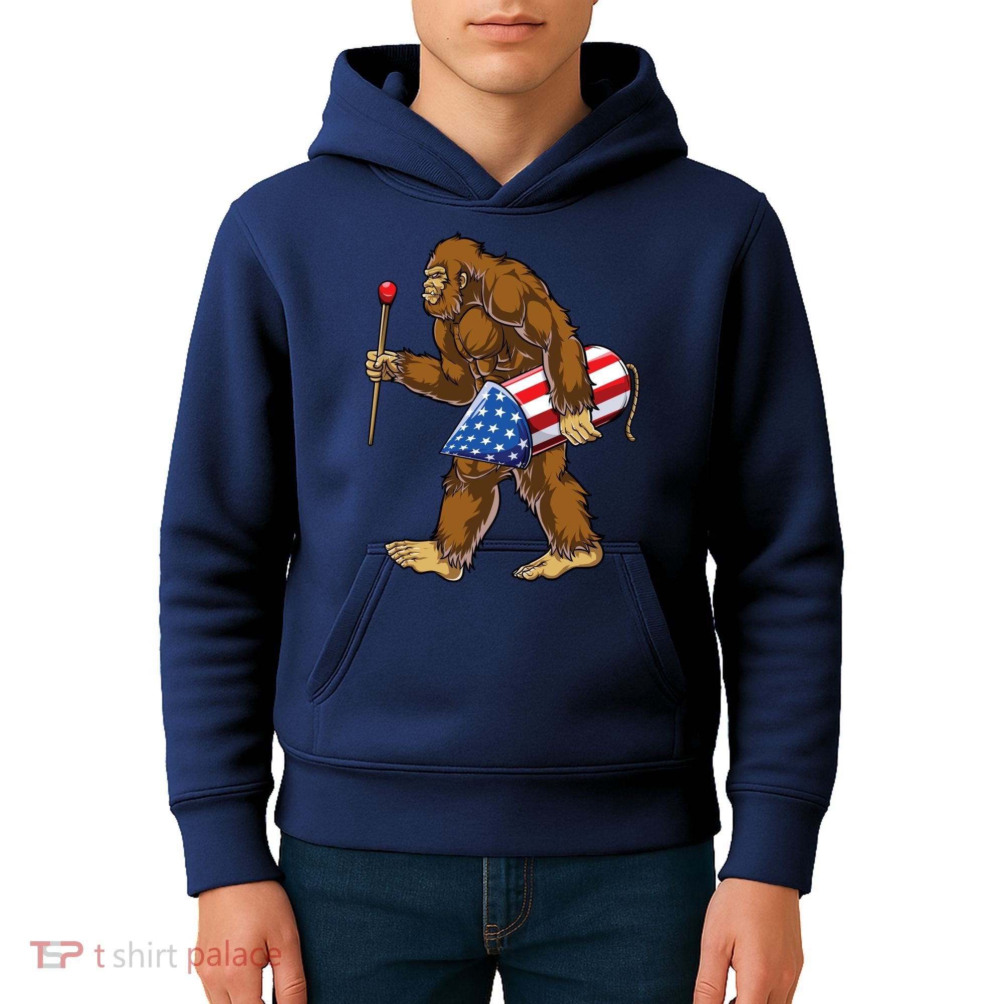 Bigfoot Fireworks 4th Of July Funny Boys Men Sasquatch Lover Kids Hoodie