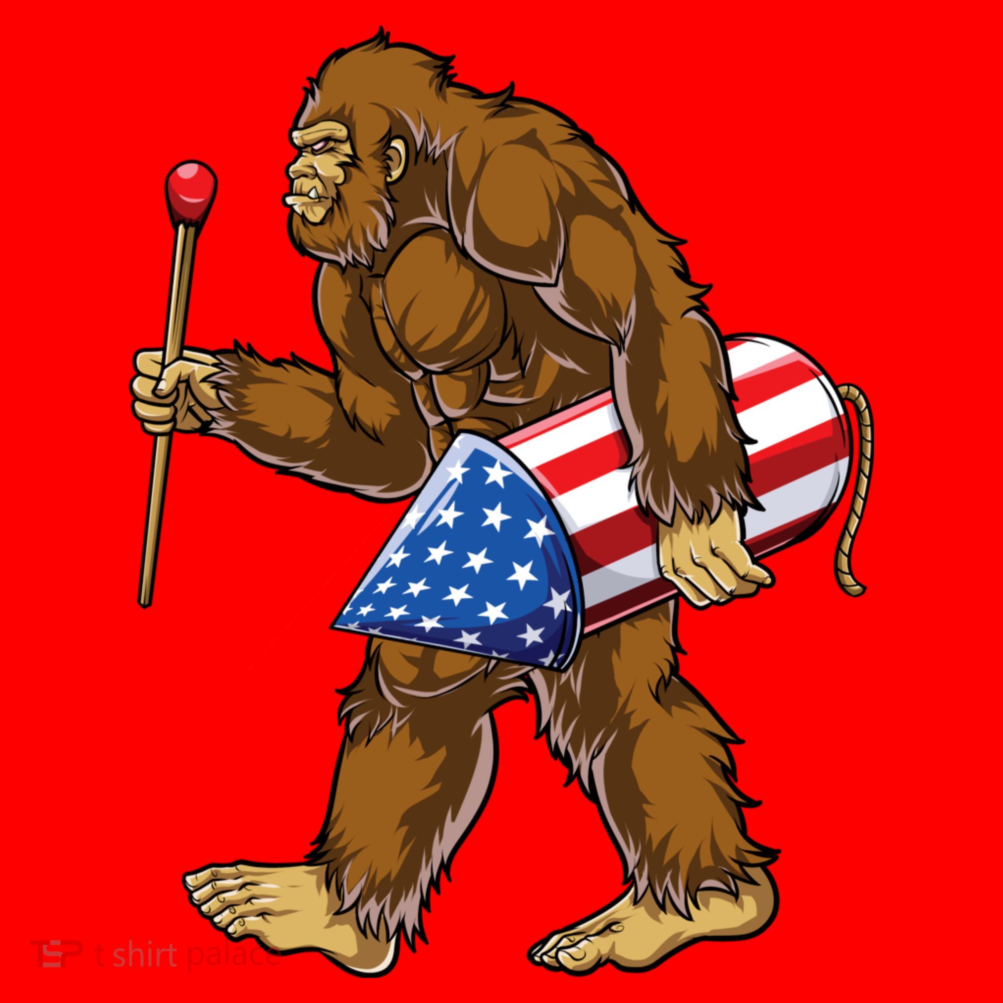 Bigfoot Fireworks 4th Of July Funny Boys Men Sasquatch Lover Santa Hat