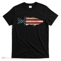 Bass Fishing American Flag Vintage Patriotic Angler T-Shirt thumb 0
