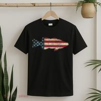 Bass Fishing American Flag Vintage Patriotic Angler T-Shirt thumb 2