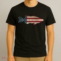 Bass Fishing American Flag Vintage Patriotic Angler T-Shirt thumb 3