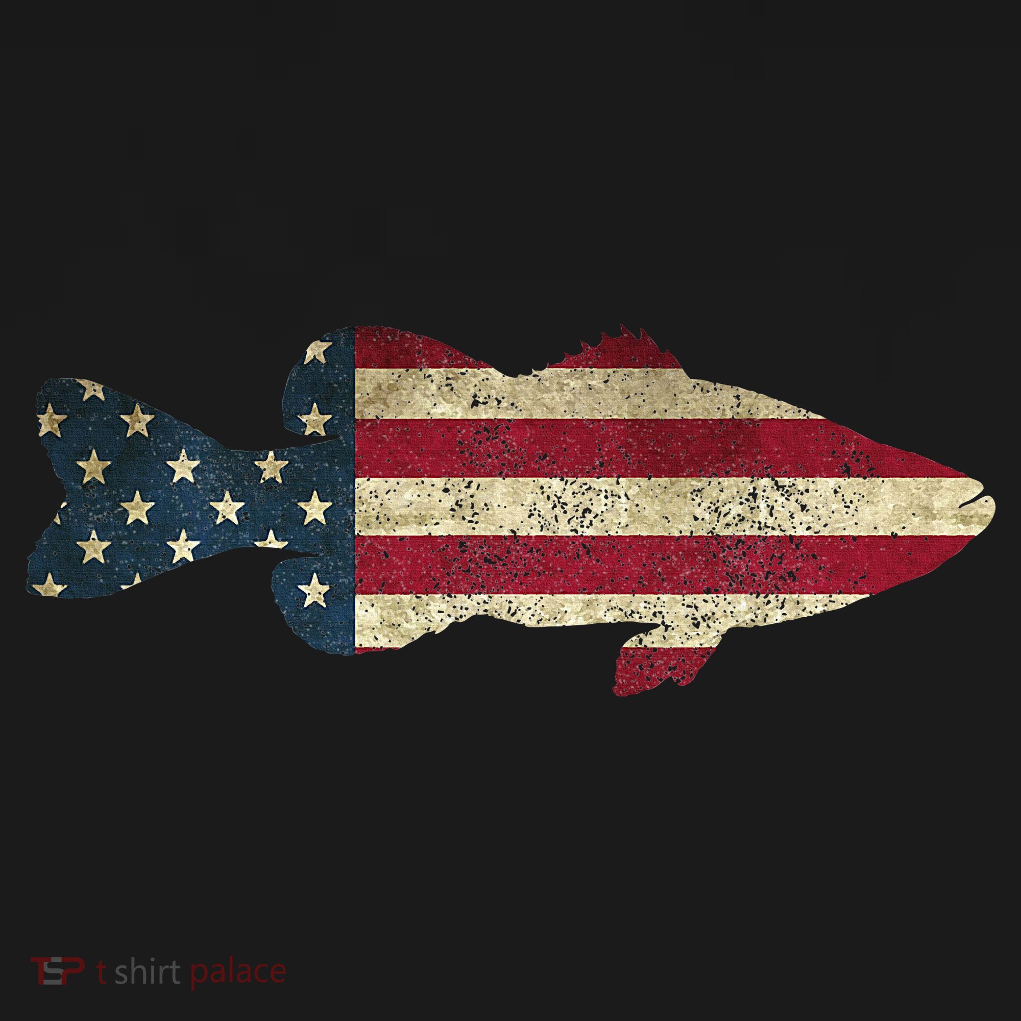 Bass Fishing American Flag Vintage Patriotic Angler T-Shirt