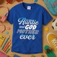 Best Freaking Auntie And Godmother Ever Niece Nephew Gift Kids T-Shirt thumb 3