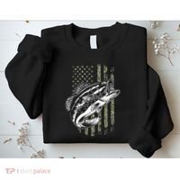 Bass Fishing American Camo Usa Flag Sweatshirt thumb 2