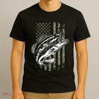 Bass Fishing American Camo Usa Flag T-Shirt thumb 3