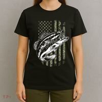 Bass Fishing American Camo Usa Flag T-Shirt thumb 4