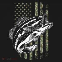 Bass Fishing American Camo Usa Flag Polo thumb 3