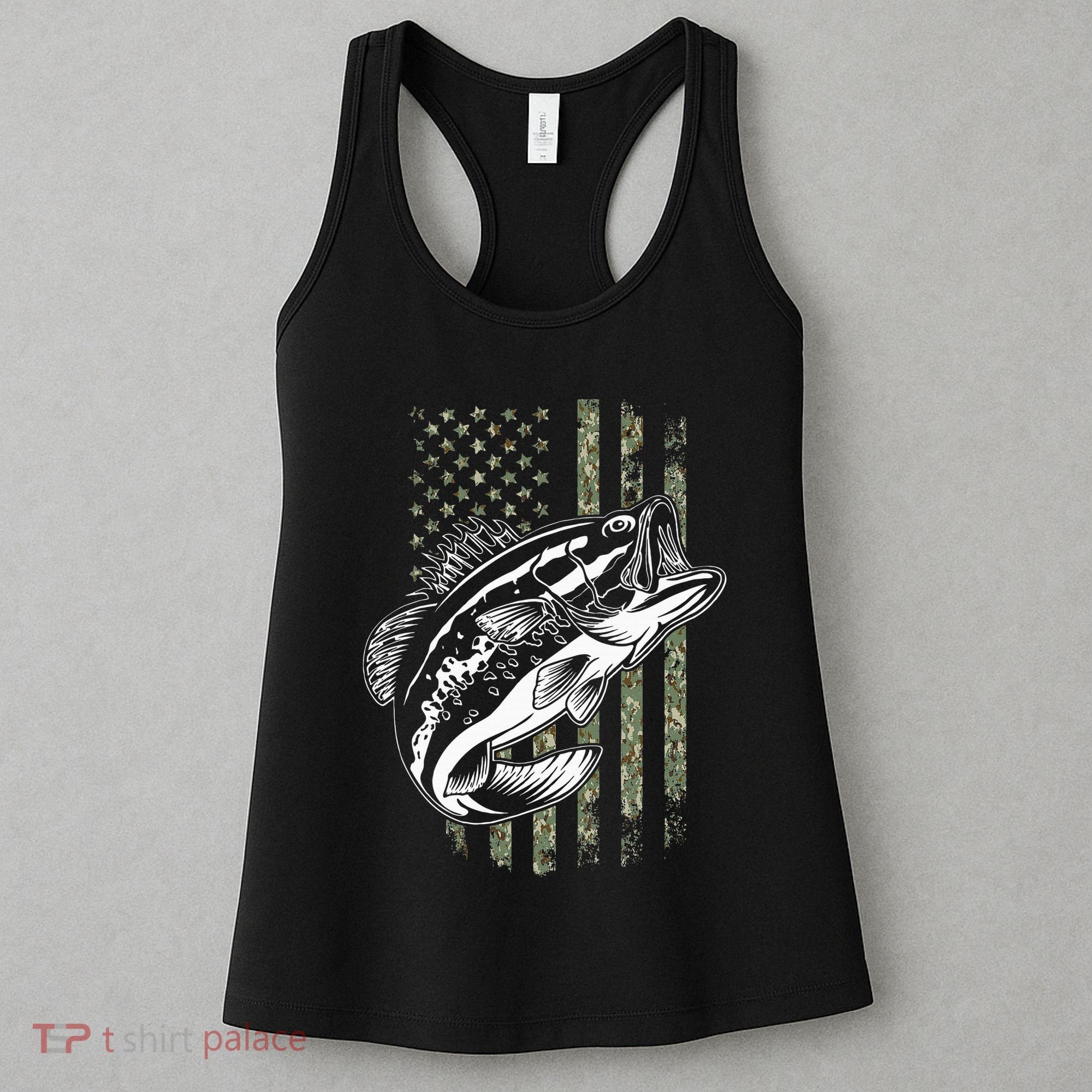Bass Fishing American Camo Usa Flag Women's Tank Top