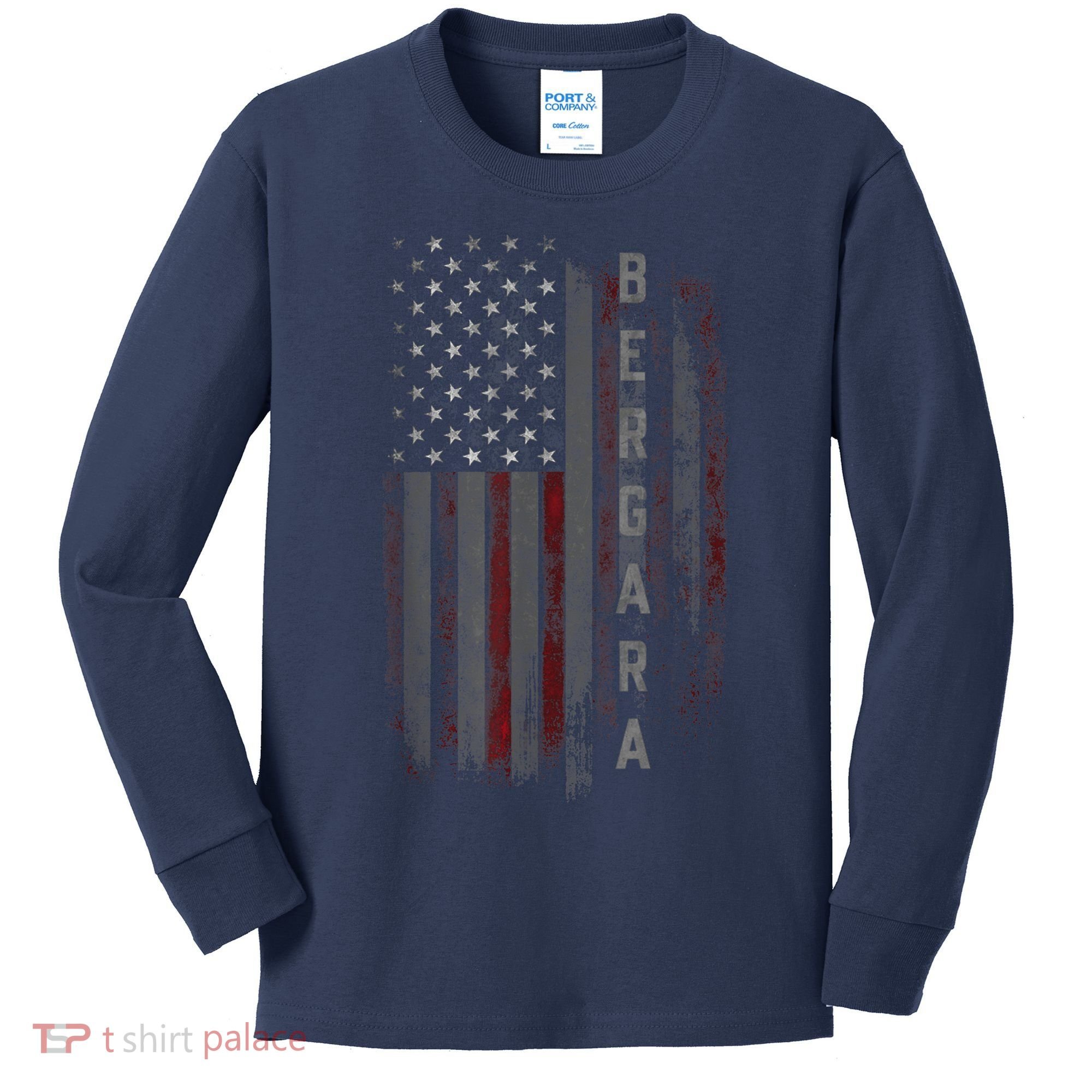 Bergara Family American Flag Kids Long Sleeve Shirt