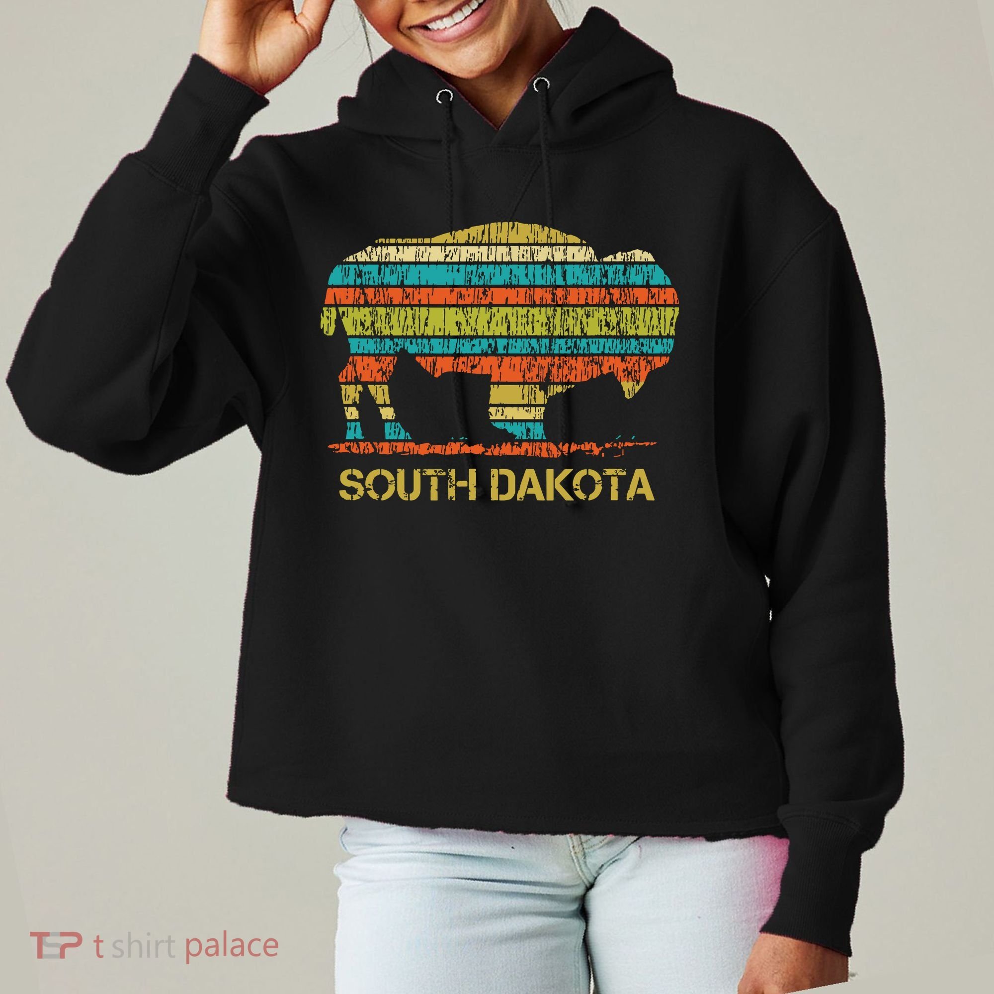 Buffalo For A South Dakota Vacation Ladies Heavyweight Boxy Pullover Hoodie