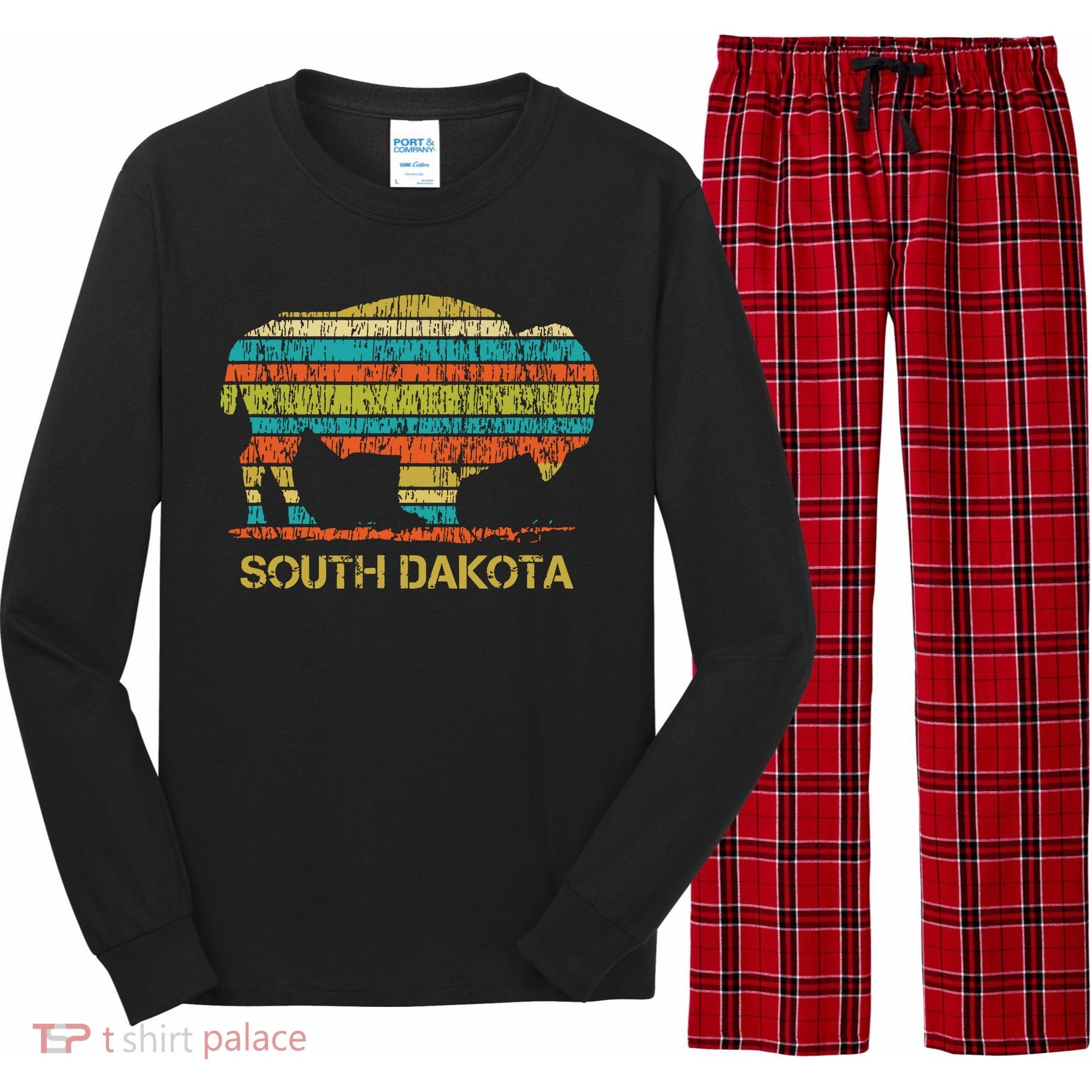 Buffalo For A South Dakota Vacation Long Sleeve Pajama Set