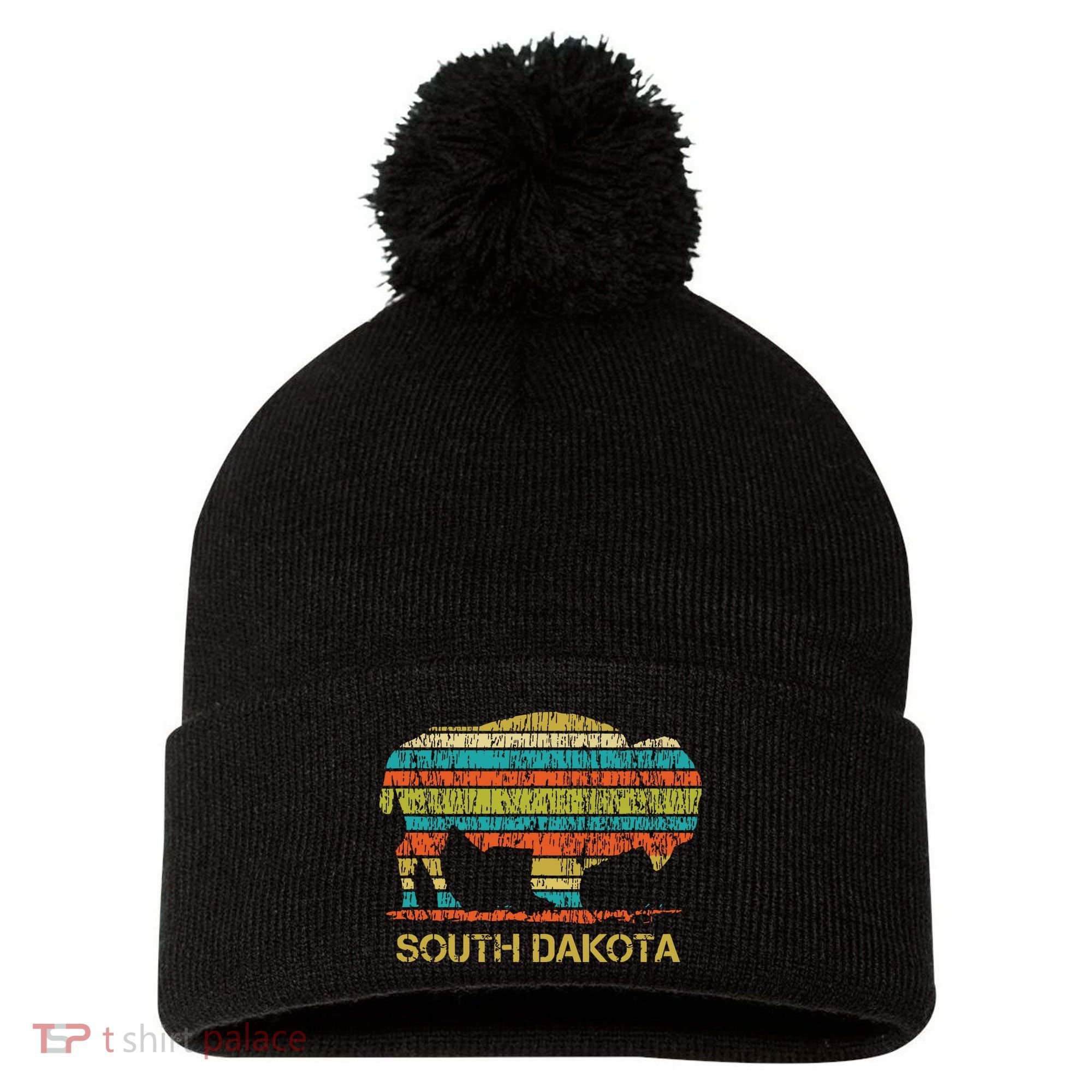 Buffalo For A South Dakota Vacation Pom Pom 12in Knit Beanie