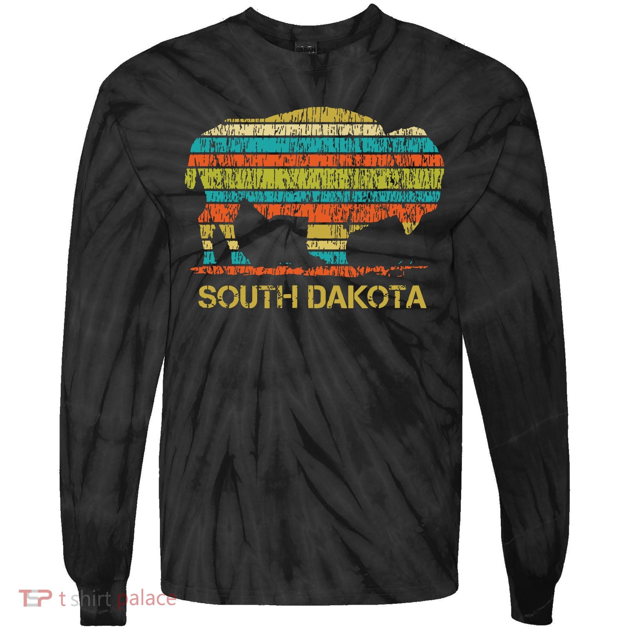 Buffalo For A South Dakota Vacation Tie-Dye Long Sleeve Shirt