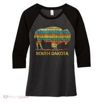 Buffalo For A South Dakota Vacation Women's Tri-Blend 3/4-Sleeve Raglan Shirt thumb 0