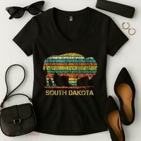 Buffalo For A South Dakota Vacation Women's V-Neck T-Shirt thumb 2
