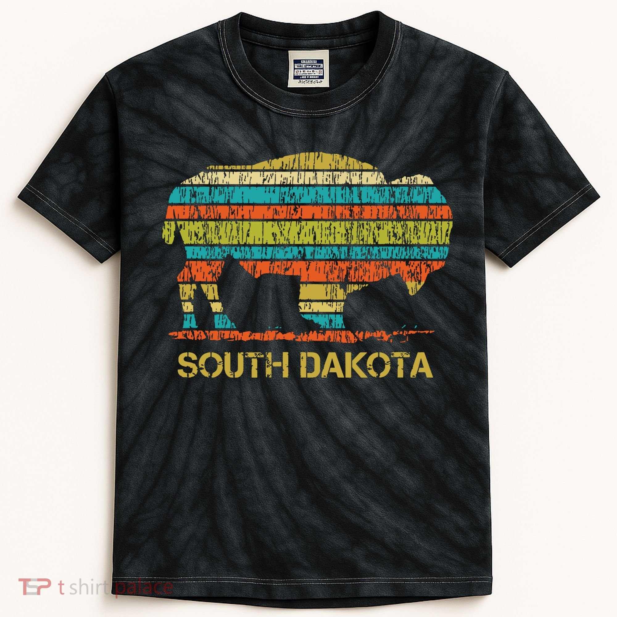 Buffalo For A South Dakota Vacation Kids Tie-Dye T-Shirt