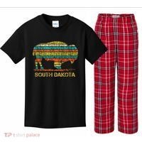 Buffalo For A South Dakota Vacation Kids Plaid Pajama Set thumb 0